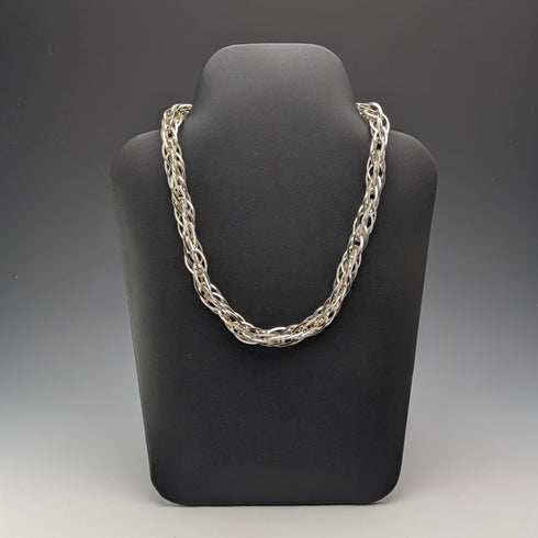 Vintage sterling silver extra thick weave chain necklace 88g